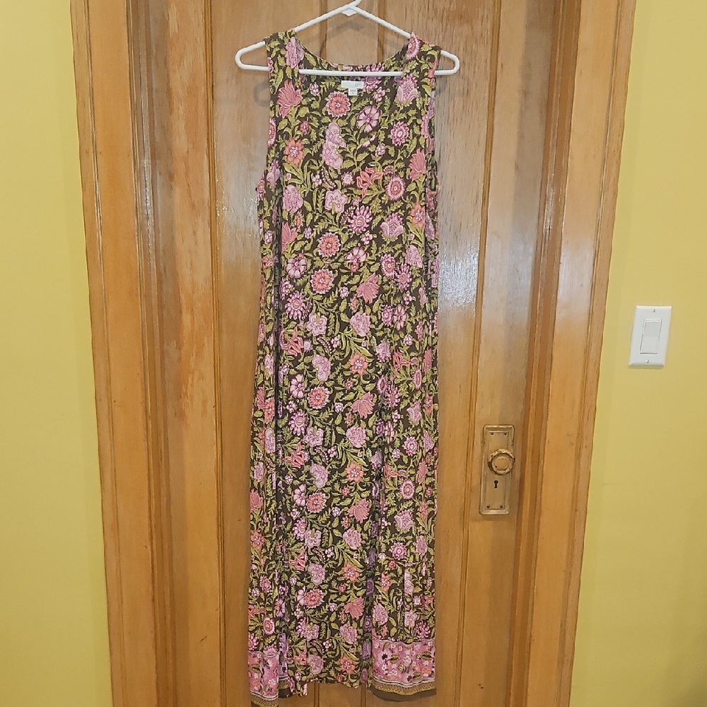 J. Jill Pink and Brown Floral Maxi Dress